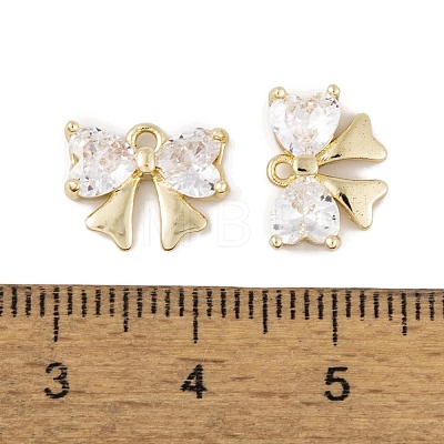 Brass Micro Pave Clear Cubic Zirconia Charms KK-L212-11G-1