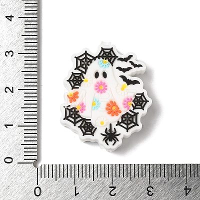 Halloween Themed Web Ghost Silicone Focal Beads SIL-M006-01D-1