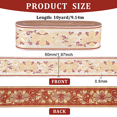 10 Yards Ethnic Style Embroidery Polyester Ribbons OCOR-WH0082-78A-1