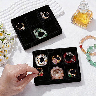 6 Grids Velvet Jewelry Display Trays ODIS-SP0002-24C-02-1