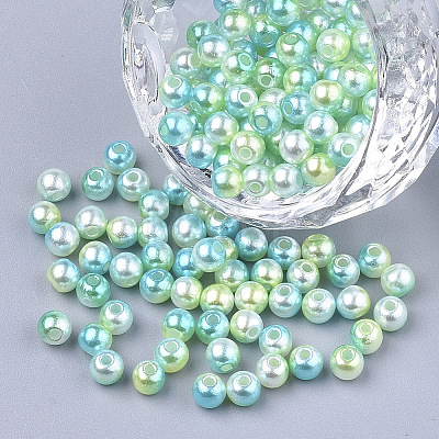 Rainbow ABS Plastic Imitation Pearl Beads X1-OACR-Q174-6mm-03-1