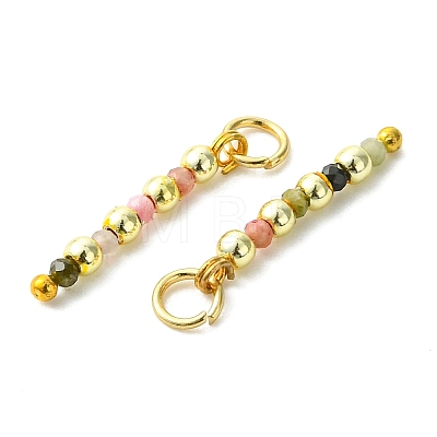 Faceted Natural Multicolor Tourmaline & Electroplate Synthetic Non-magnetic Hematite Pendants PALLOY-JF05542-1