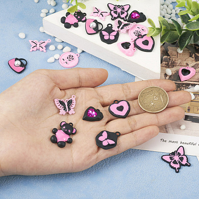 20Pcs 10 Style Spray Painted Alloy Pendants FIND-TA0002-89-1