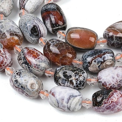Natural Fire Crackle Agate Beads Strands G-K393-G04-12x16-1