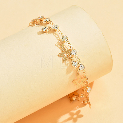 Iron Glass Flower Tassel Anklets for Women WGB596B-01-1