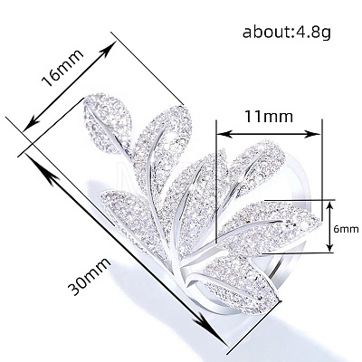 Brass Micro Pave Clear Cubic Zirconia Finger Rings FS-WG77E03-05-1