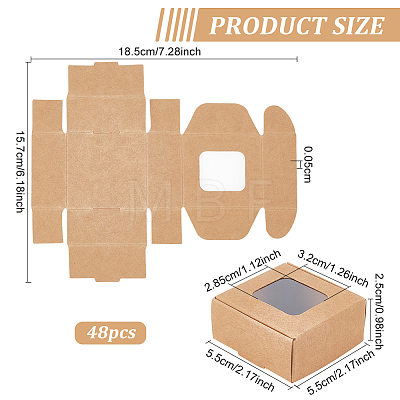 Square Foldable Creative Kraft Paper Box CON-WH0089-20A-1