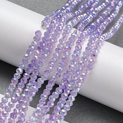 Transparent Baking Painted Glass Beads Strands DGLA-F002-02B-03-1