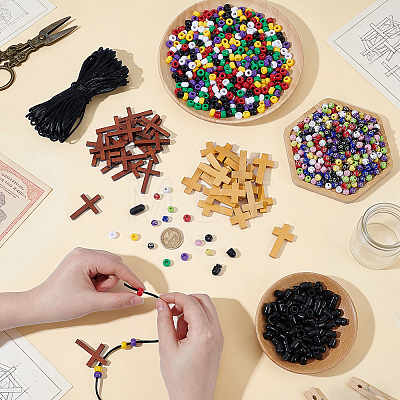DIY Cross Pendant Necklace Kits DIY-OC0016-08-1
