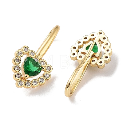 Heart Brass Dangle Earrings EJEW-L269-054G-1