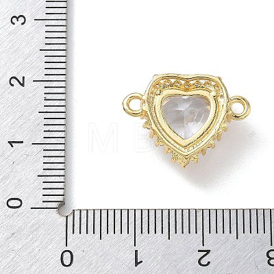 Brass Micro Pave Cubic Zirconia with Glass Heart Links Connector Charms KK-L268-017G-01-1