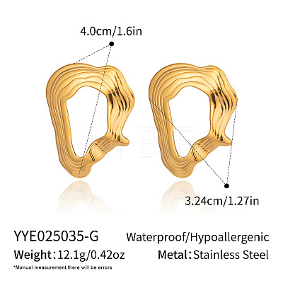 304 Stainless Steel Nuggets Stud Earrings PR9412-1-1