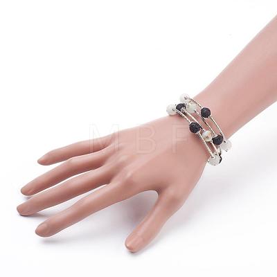 Electroplate Glass Bead Wrap Bracelets BJEW-JB03260-1