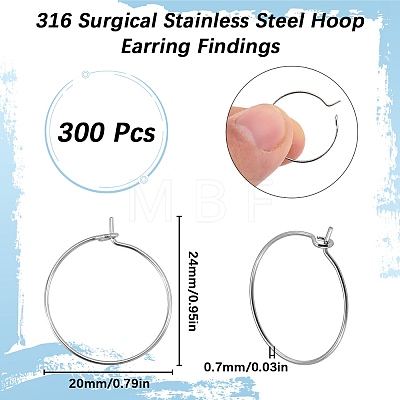 SUNNYCLUE 300Pcs 316 Surgical Stainless Steel Wine Glass Charms Rings STAS-SC0007-19-1