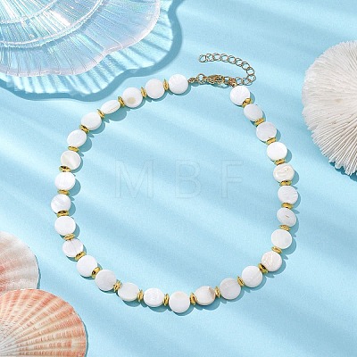 Natural Freshwater Shell Beaded Necklaces for Women NJEW-JN04829-1