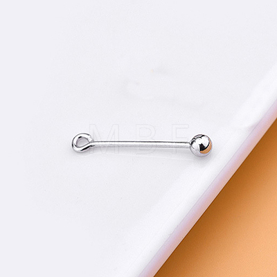 Rhodium Plated 925 Sterling Silver Screw On Eye Ball Pins STER-L044-02B-P-1