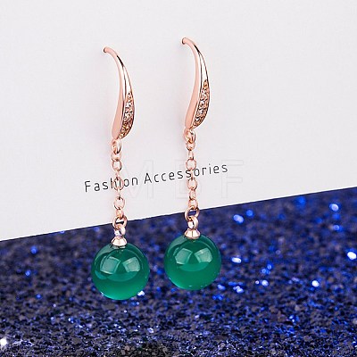 Round Imitation Agate Dangle Earrings for Girl Women EJEW-BB46369-B-1