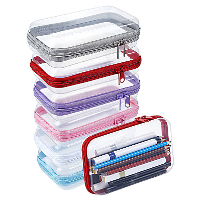 6Pcs 6 Colors Transparent PET Desktop Storage Zipper Boxes ABAG-WA0001-44A-1