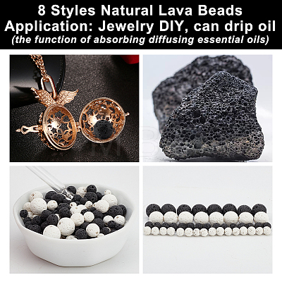 Olycraft 8 Styles Natural Lava Rock Round Beads G-OC0004-10-1
