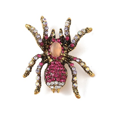 Holloween Spider Alloy Rhinestone Brooches JEWB-S023-02C-1