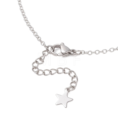 201 Stainless Steel Moon and Star Pendant Brass Cable Chain Necklaces NJEW-JN05787-1