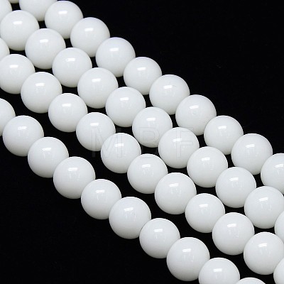 Opaque Solid Color Crystal Glass Round Beads Strands EGLA-F037-8mm-E01-1