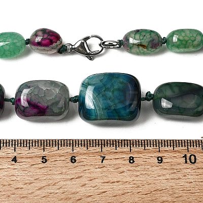 Dyed Natural Agate Cuboid Graduated Beaded Necklaces with Alloy Clasps NJEW-C113-01F-1