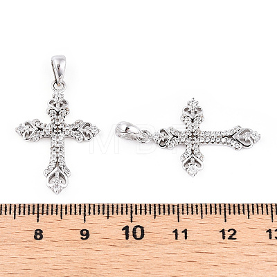 Rhodium Plated 925 Sterling Silver Micro Pave Clear Cubic Zirconia Pendants STER-T007-34P-1