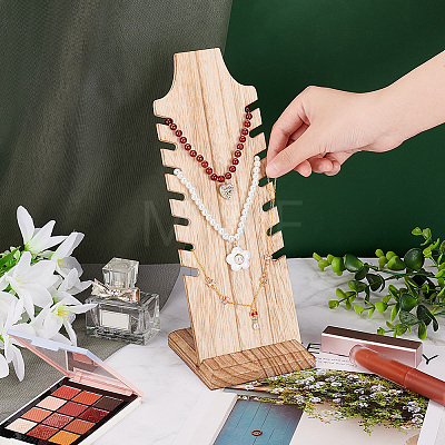 Wooden Slant Back Necklace Display Board NDIS-WH0016-04B-03-1