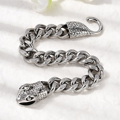 304 Stainless Steel Cuban Link Chains Bracelets for Unisex BJEW-A092-03P-1