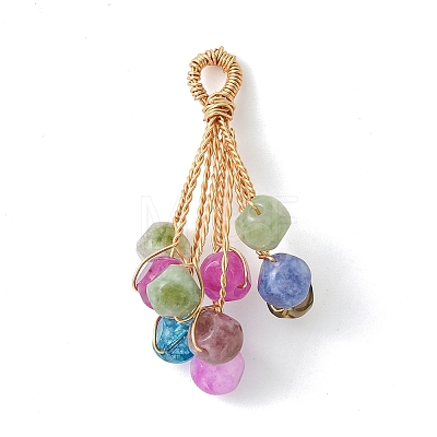 Natural Multicolor Tourmaline Dice Pendants PALLOY-JF05534-1