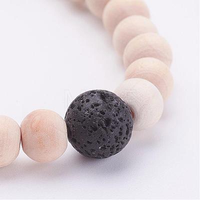 Wood Beads Stretch Bracelets BJEW-JB02958-1