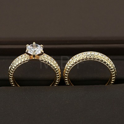 2Pcs Alloy with Crystal Rhinestone Finger Rings for Couple FS-WG6A3A8-09-1