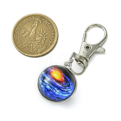 Galaxy Theme Luminous Glass Ball Pendant Decorations HJEW-JM02798-04-1