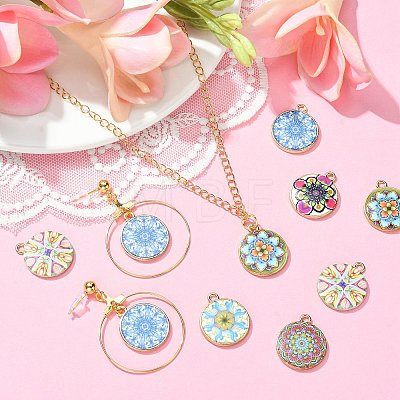 40Pcs 8 Style Alloy Printed Pendants PALLOY-SZ0001-34-1