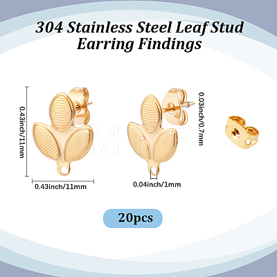 24Pcs 304 Stainless Steel Stud Earring Findings STAS-BBC0010-43G-1