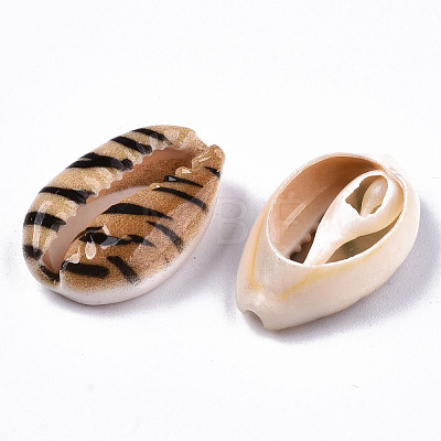 Printed Natural Cowrie Shell Beads SHEL-S266-18-1