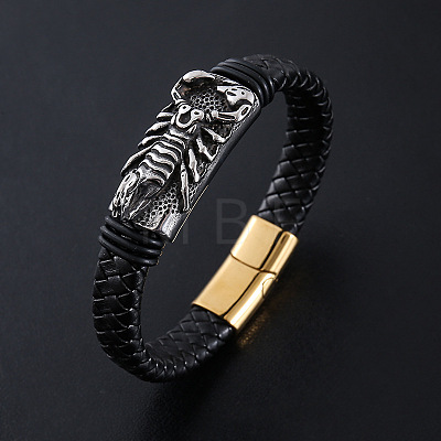 Punk Braided PU Leather Cord Bracelets BN2555-2-1