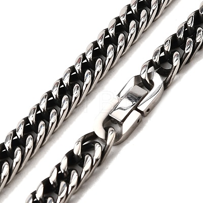 304 Stainless Steel Cuban Link Chain Necklace NJEW-P288-01B-AS-1-1