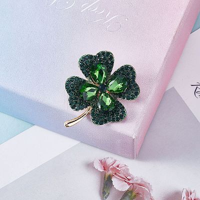 Cubic Zirconia Clover Brooch Pin JBR105A-1