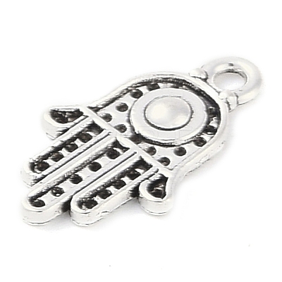 Hamsa Hand/Hand of Fatima/Hand of Miriam Tibetan Style Alloy Pendants TIBEP-R344-01AS-LF-1