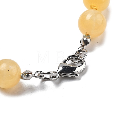 10mm Round Natural Yellow Jade Beaded Necklaces NJEW-F327-02B-04-1