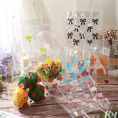 Rectangle Transparent Printed PVC Plastic Gift Tote Bags ABAG-TADJ0002-002B-1