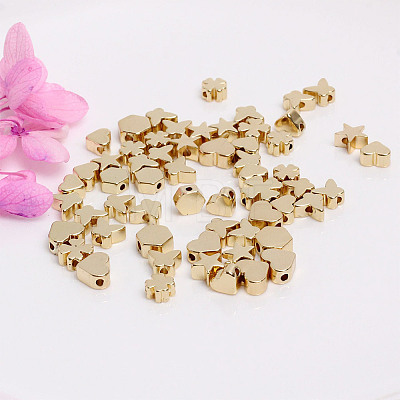   80Pcs 8 Styles Rack Plating Brass Beads KK-PH0006-72-1