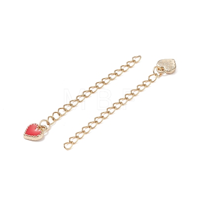 304 Stainless Steel Chain Extenders with Heart Alloy Enamel Charm FIND-JF00096-1