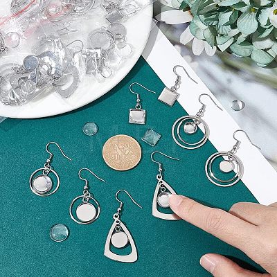 Unicraftale 12 Pairs 4 Style Glass Blank Dome Dangle Earrings EJEW-UN0002-21-1