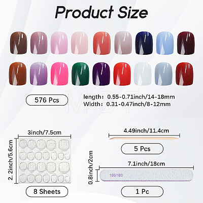ABS Plastic Pure Color Press On False Nails MRMJ-WH20004-32A-1