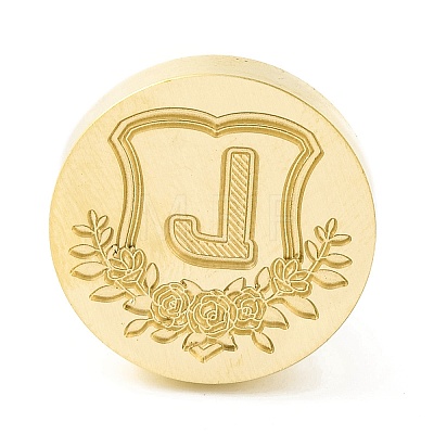 Golden Tone Round Wax Seal Brass Stamp Heads AJEW-Z034-02G-L-1