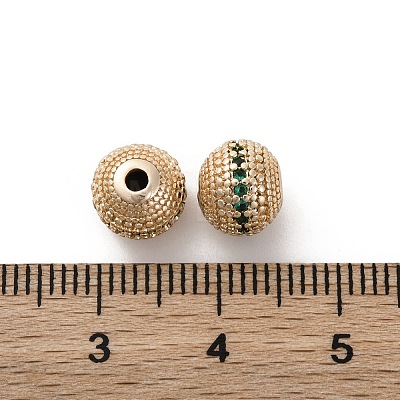 Brass Micro Pave Cubic Zirconia Beads KK-C071-08G-01-1