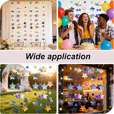 3Pcs Paper Star Hanging Banners AJEW-CN0007-86-1
